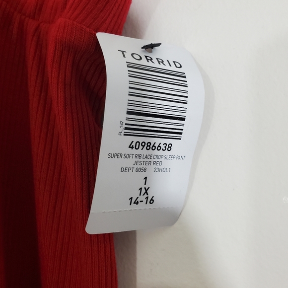 Torrid Women's Super Soft Lace Ribbed Sleep Pants Jester Red NWT Size 1X 14 - 16 - Picture 5 of 12